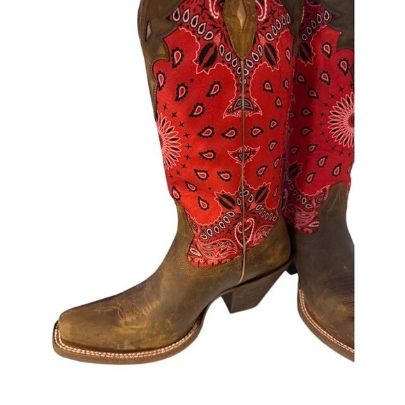 Ariat Red and Brown Heeled Boots - Picture 7 of 9